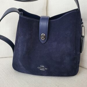 Coach Hadley Navy Suede Shoulder Bag